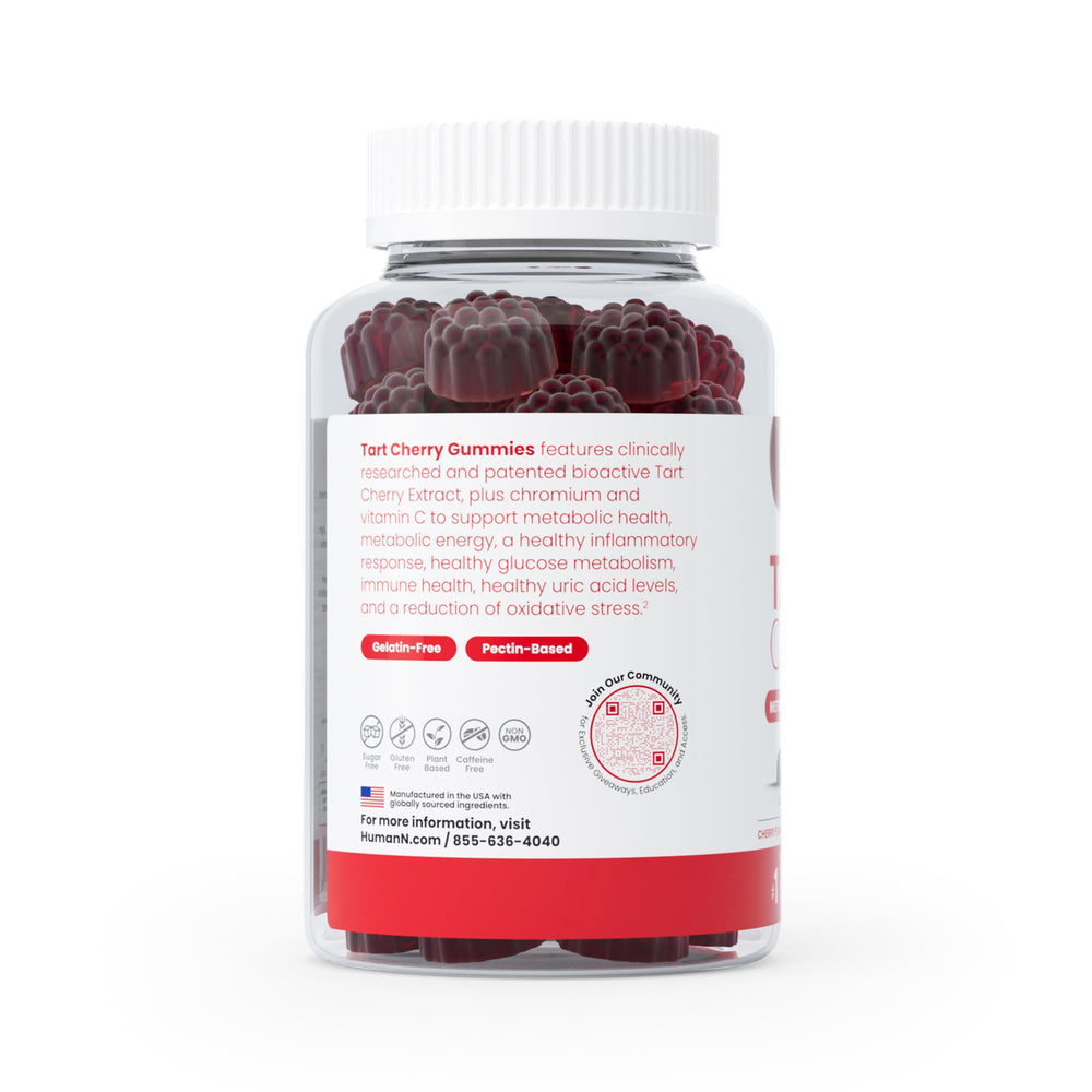 Humann Tart Cherry Gummies supplement facts panel with chromium and vitamin C.