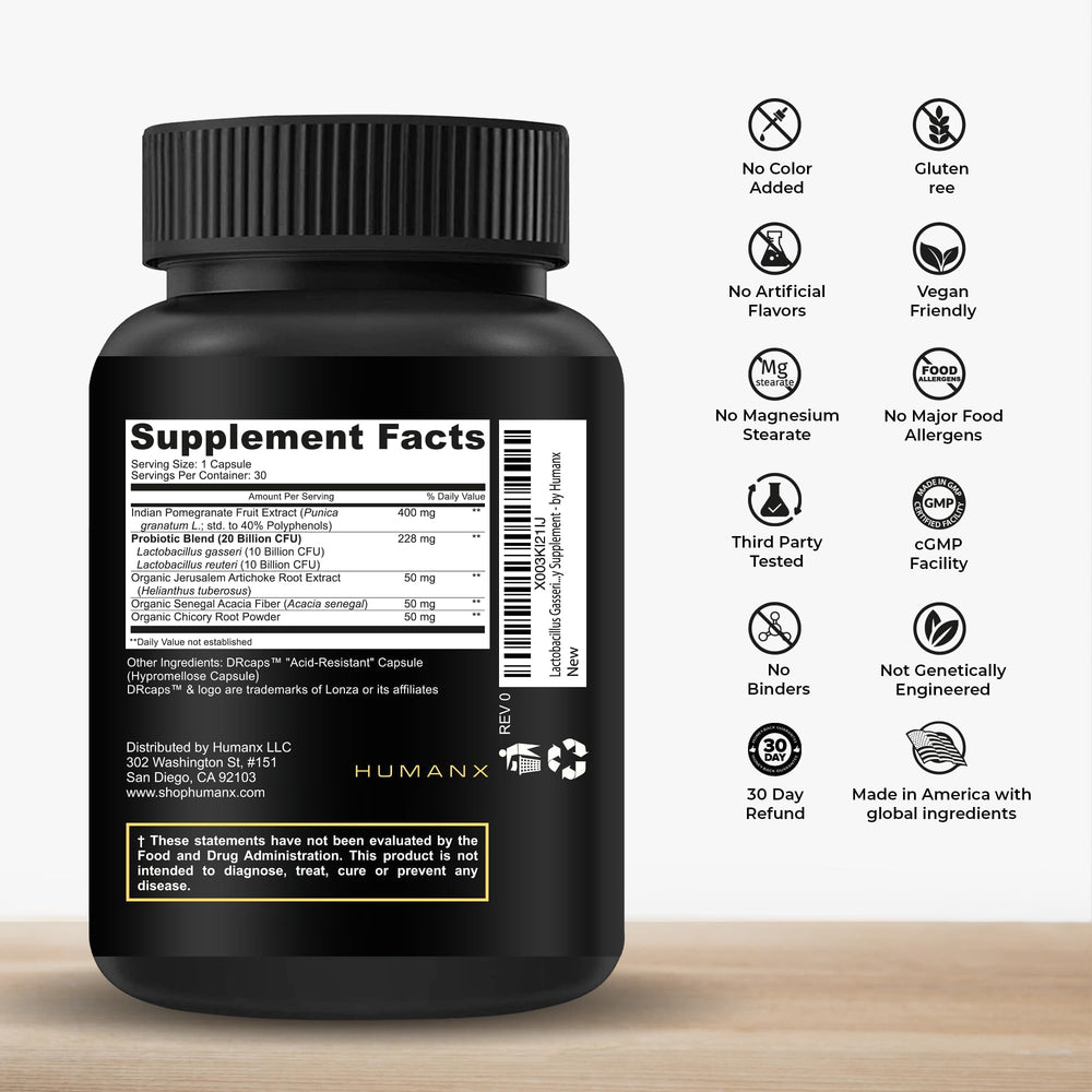 HUMANX acid-resistant capsules designed for efficient gut delivery and ease of use