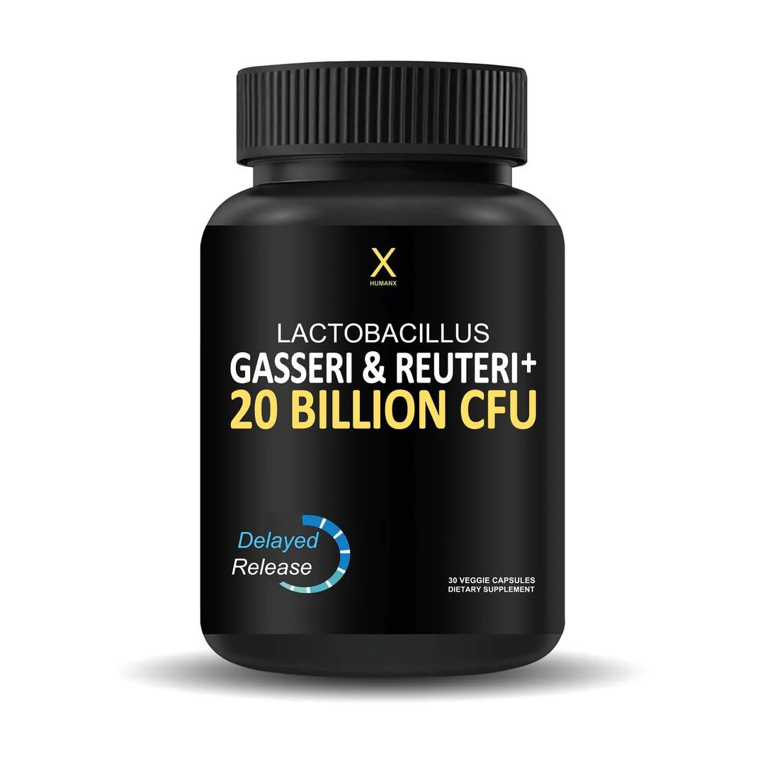 HUMANX Lactobacillus Gasseri & Reuteri bottle showing the premium probiotic formula and portability
