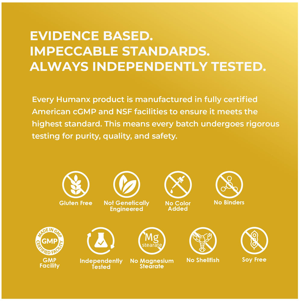 Product shot of HumanX Lactoferrin 500mg in a wellness setting.
