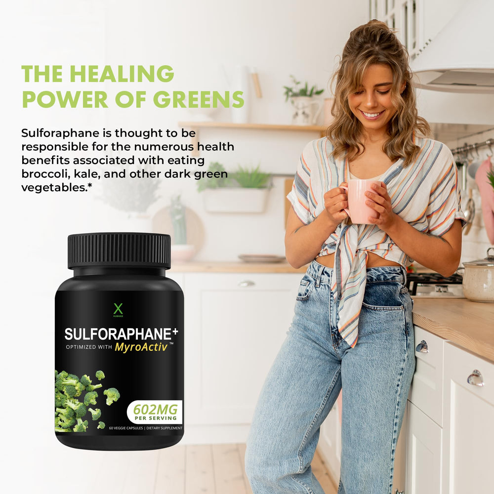 HUMANX Sulforaphane+ moringa extract visual suggesting detox‑support potential