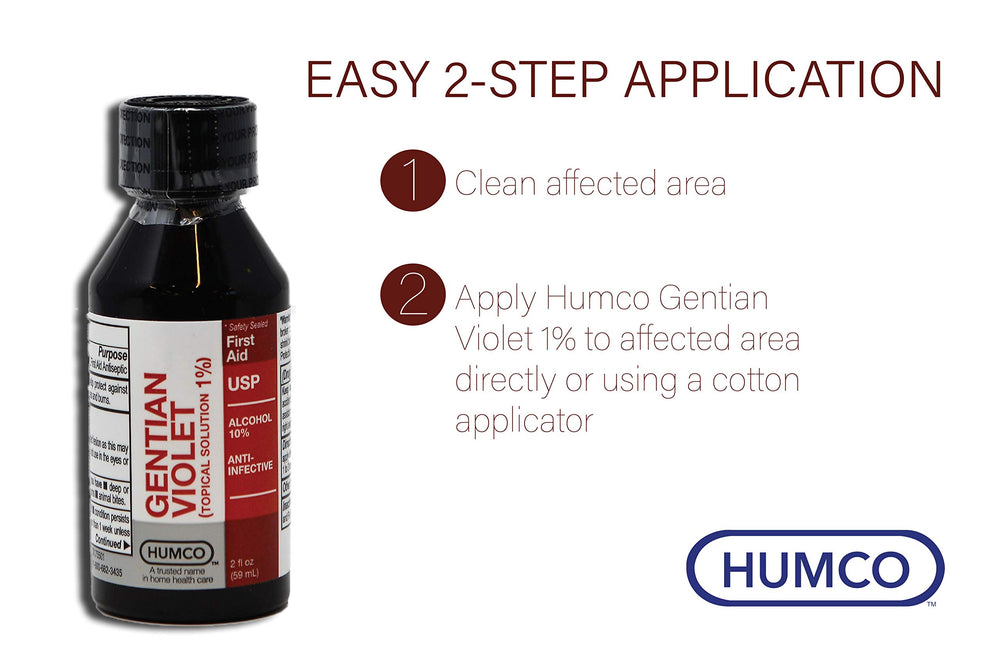 Humco Gentian Violet application on skin suggesting casual use