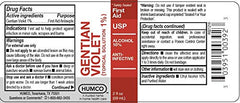 Humco Gentian Violet bottle with liquid visible for topical use