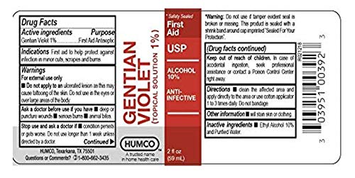 Humco Gentian Violet 2-pack box image for household first aid.