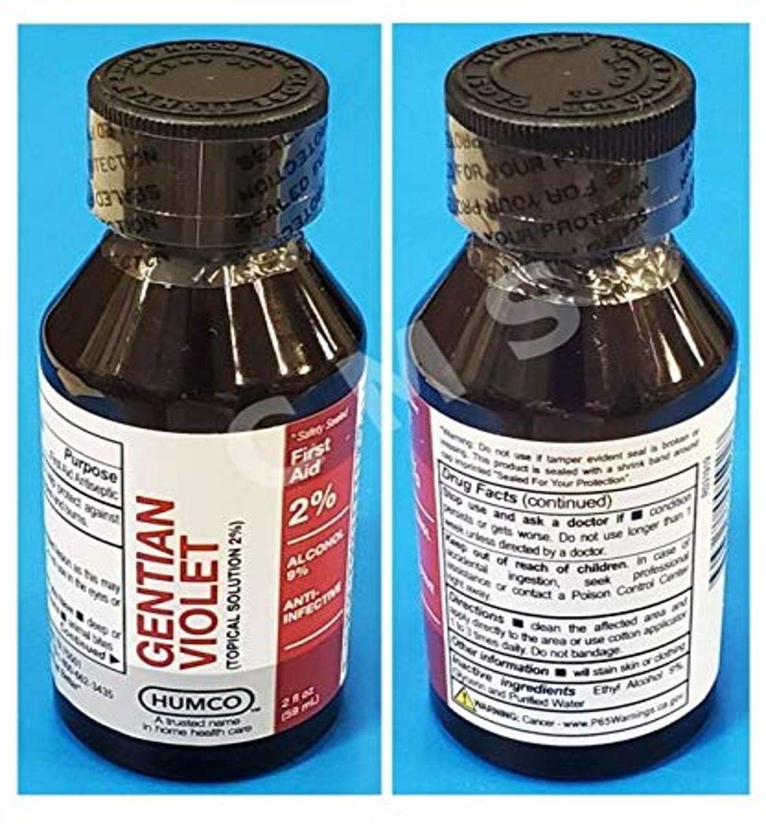 Humco Gentian Violet topical solution bottle for external skin care and minor wound protection