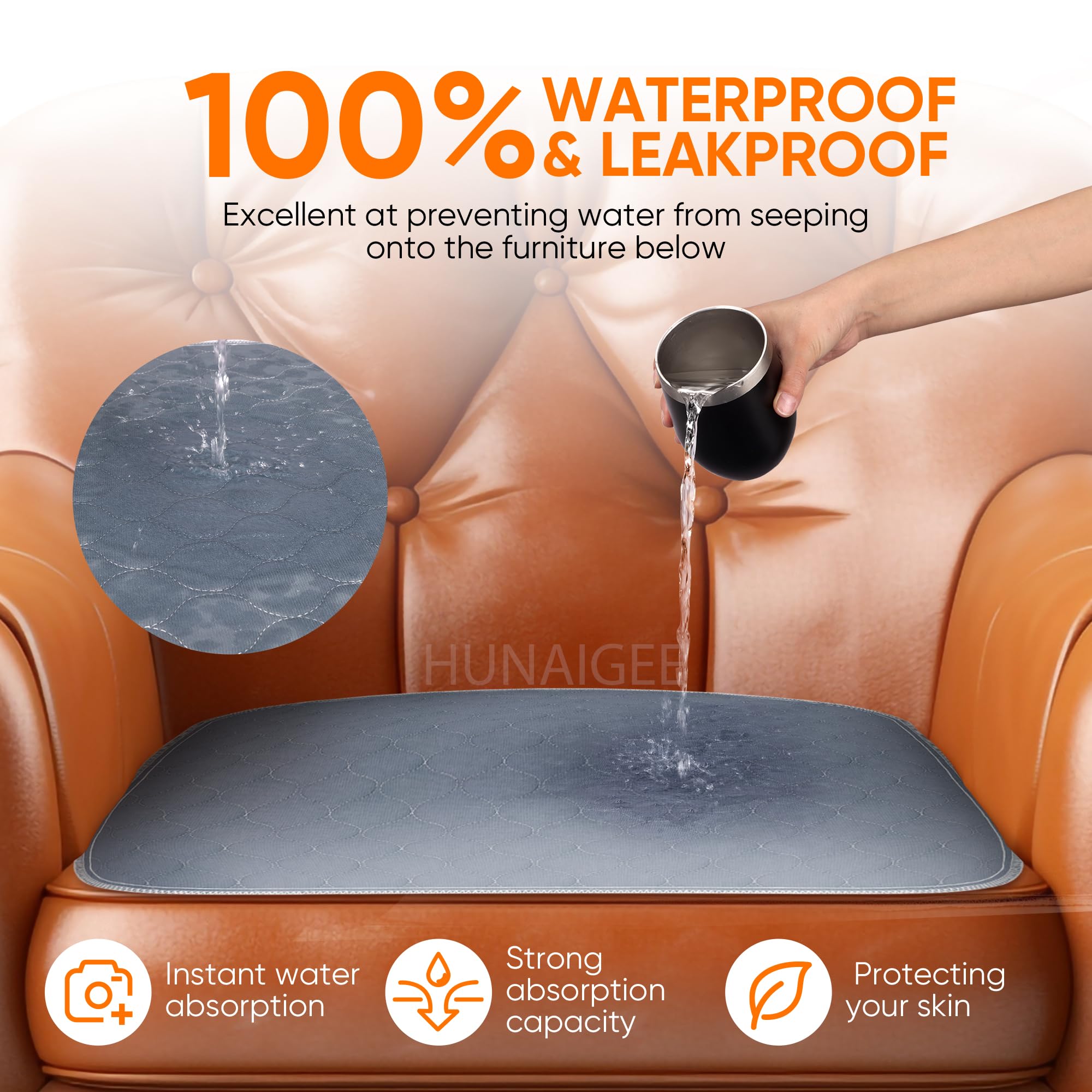 HUNAIGEE quilted top layer close-up shows soft, comfortable fabric
