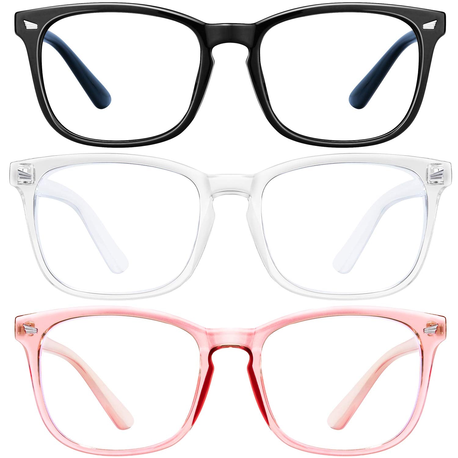 Hunsquer blue light glasses front view showing lightweight frame for reduced eye strain.