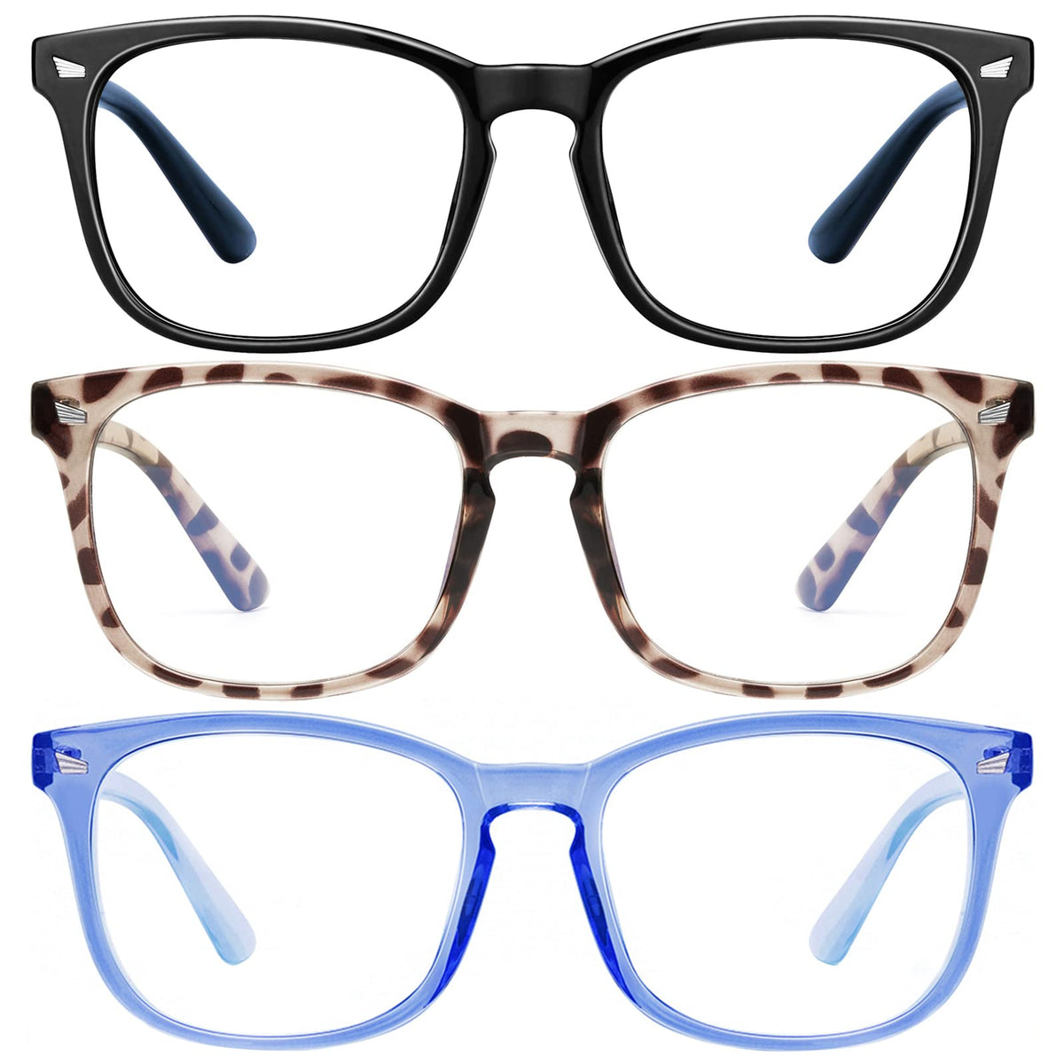 Hunsquer blue light glasses front view, designed to reduce digital eye strain during screen time.