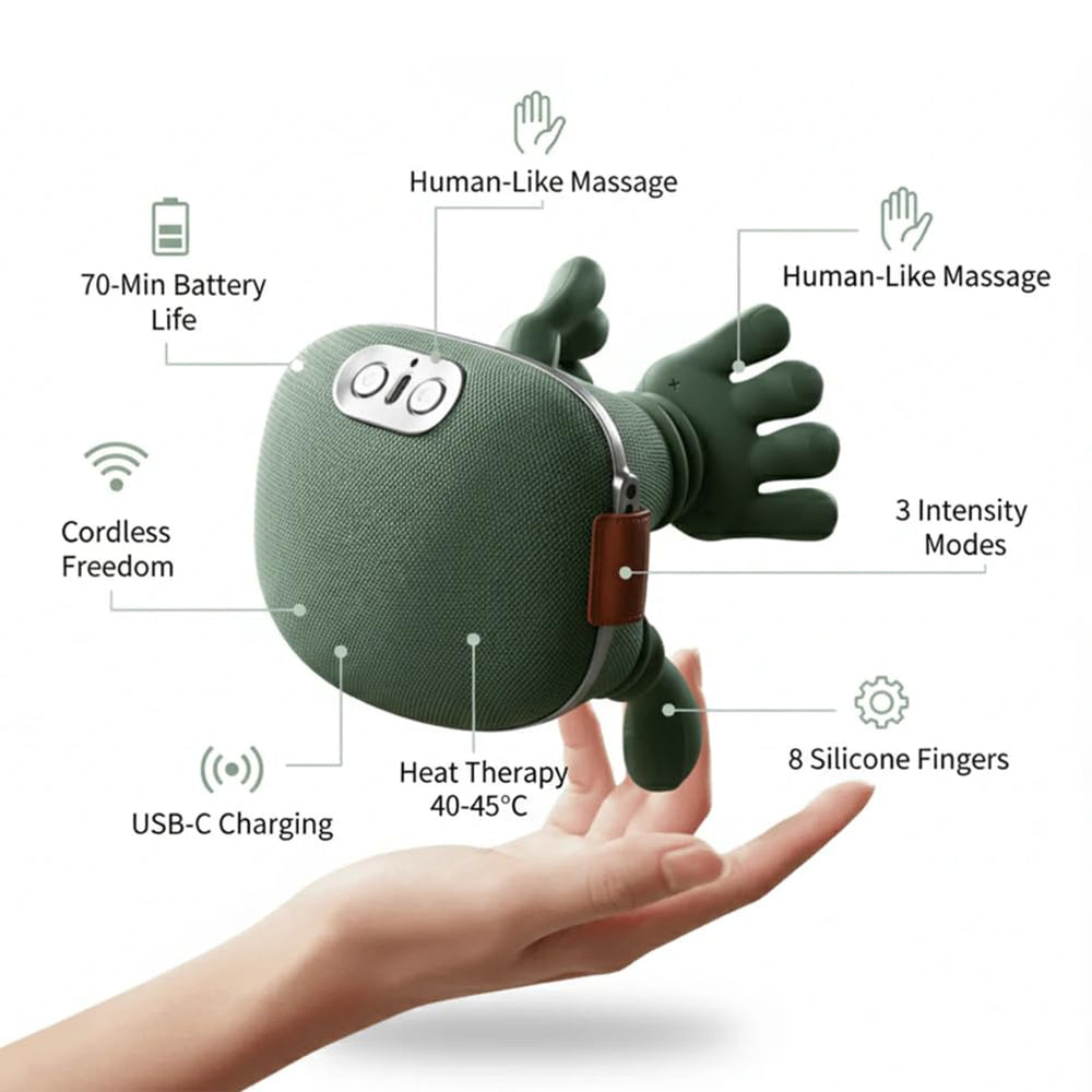 Huprh neck massager hands-free design lets you relax while you work.