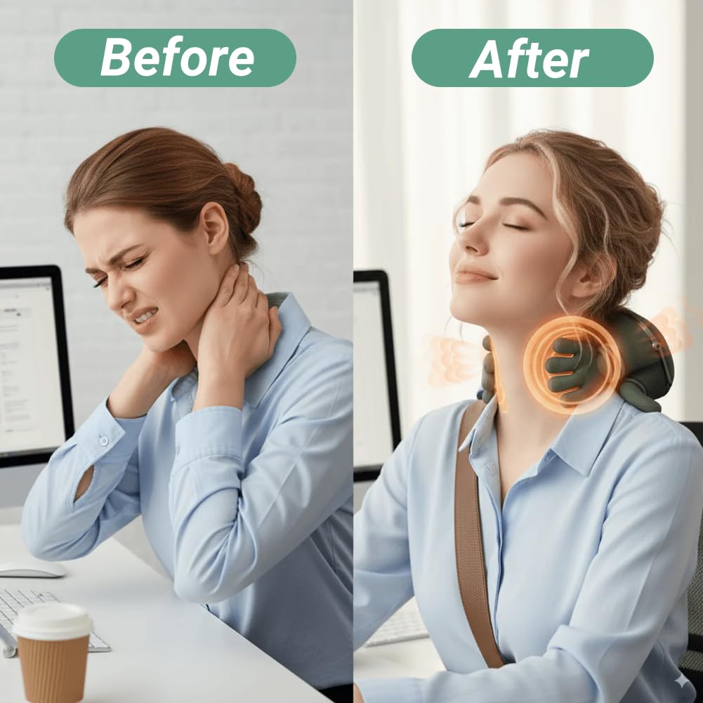 Huprh neck massager portable and compact for home, office, or travel.