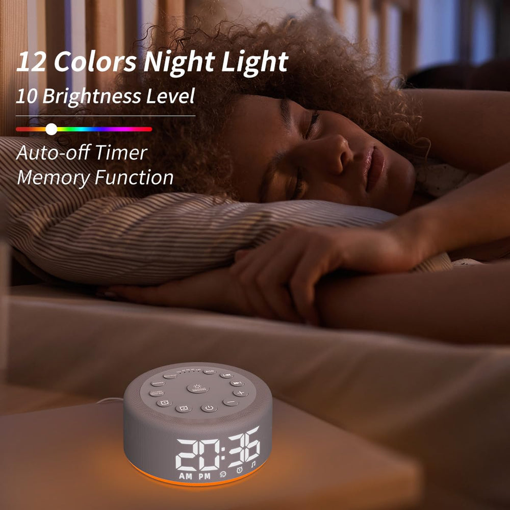 Hushing controls show volume adjustment and wake up sounds.