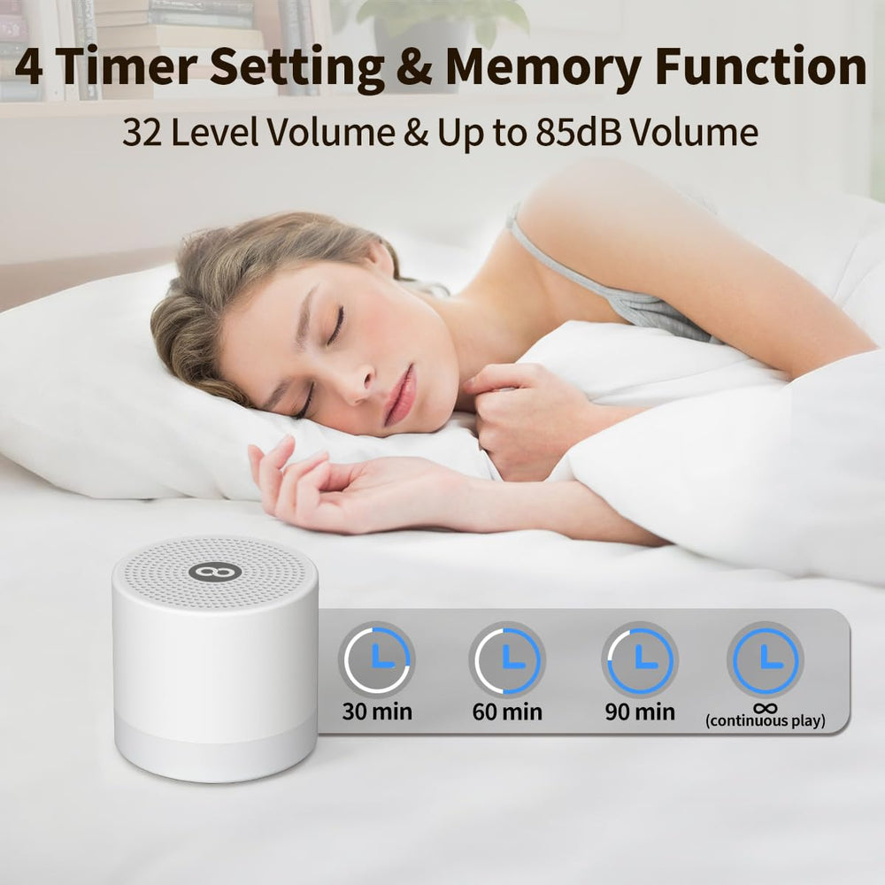 Hushing Sound Machine Mini control buttons for quick sound and timer adjustments.