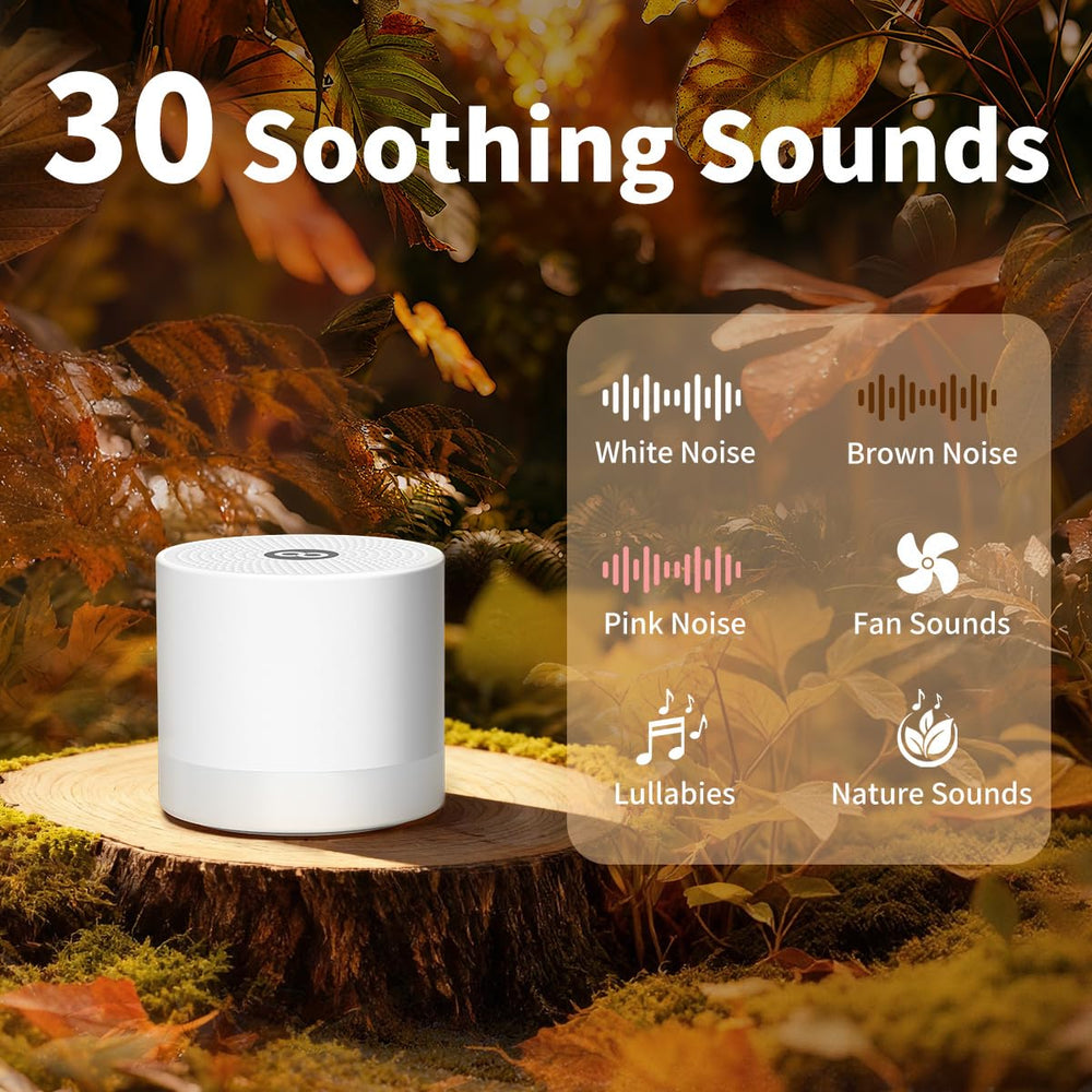 Hushing Sound Machine Mini on table with calm ambiance for study or sleep.