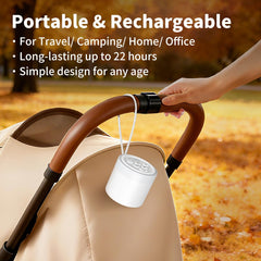 Hushing Sound Machine Mini travel pouch setup for trips.