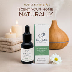 Hustle & Blush Meadow Mist diffuser setup releasing calming notes.