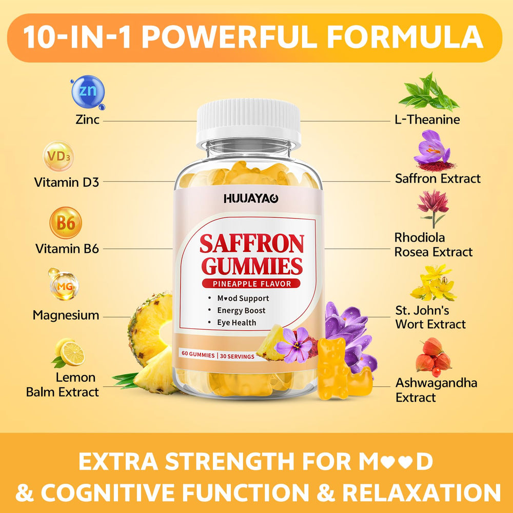 HUUAYAO saffron eye health supports focus and memory.