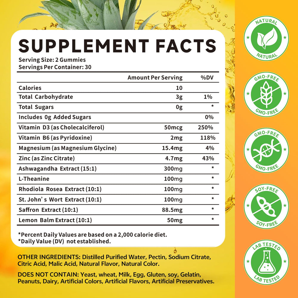 HUUAYAO saffron gummies pineapple flavor, tasty daily supplement boost.