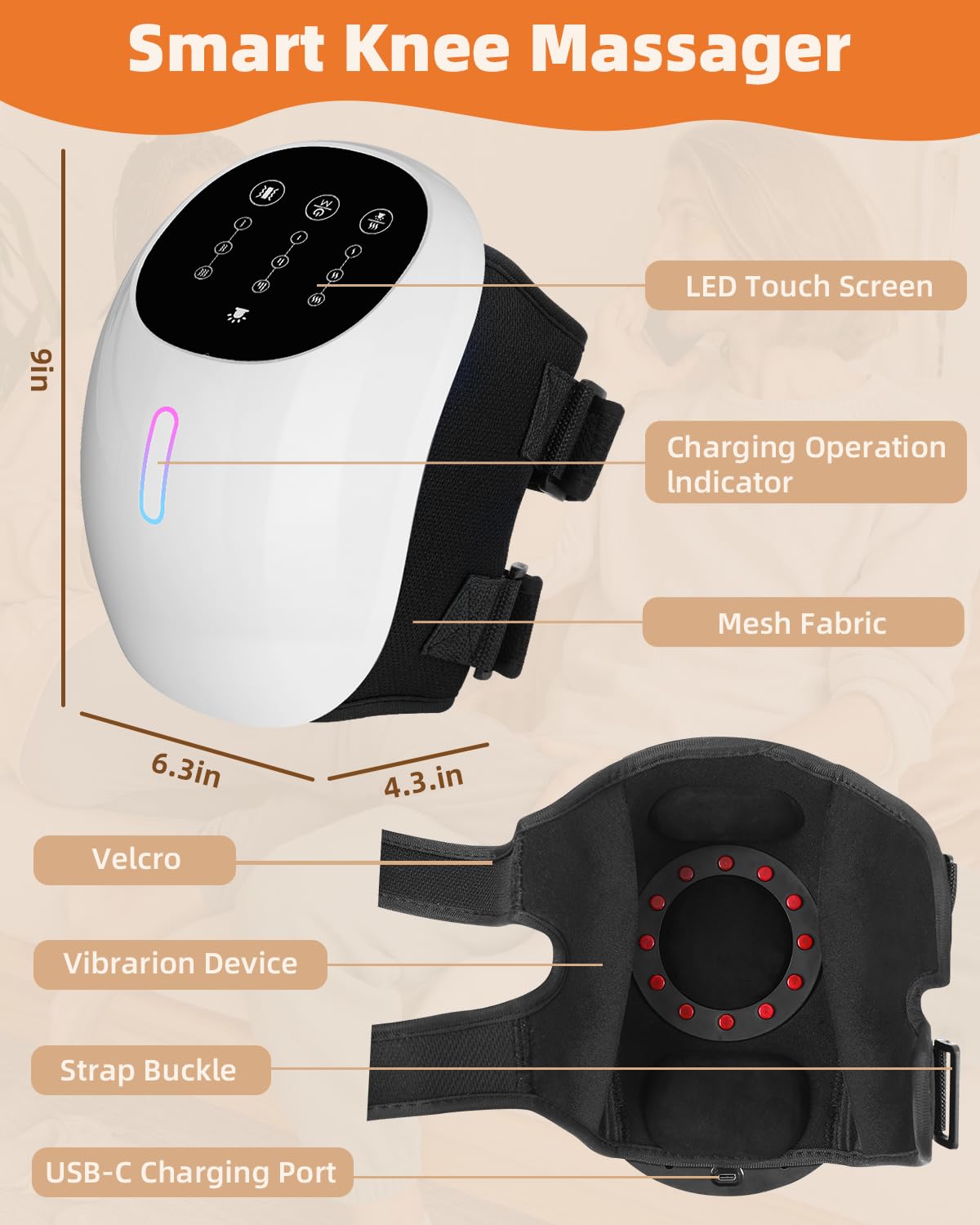 HXMBFBF Knee Massager with adjustable strap ensuring snug fit for most users.