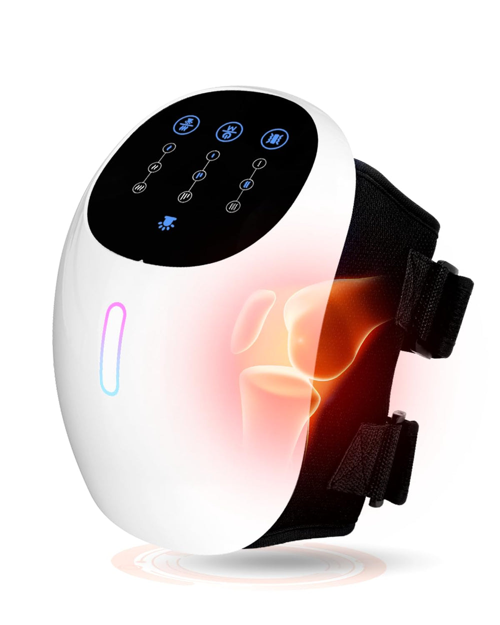 HXMBFBF Knee Massager front view with secure adjustable strap for comfort.