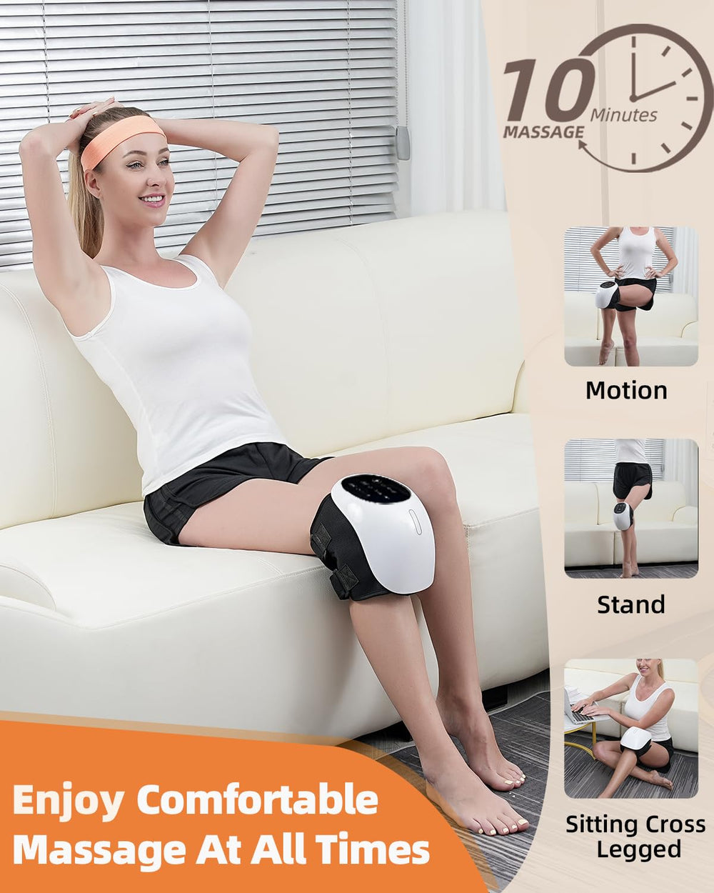 HXMBFBF Knee Massager with heat and red light display offering soothing warmth.