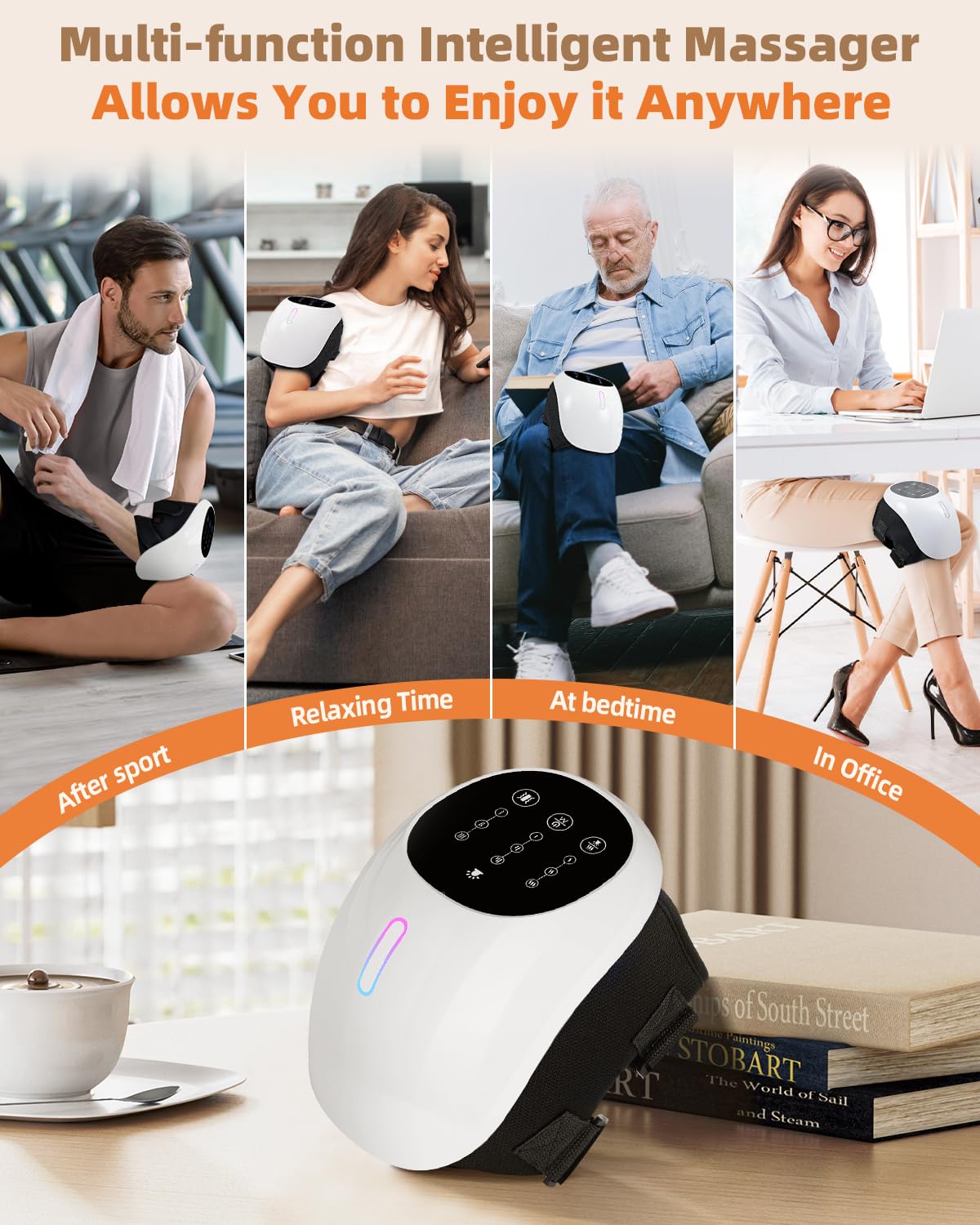 HXMBFBF Knee Massager on-the-go design for use at home, office, or travel.