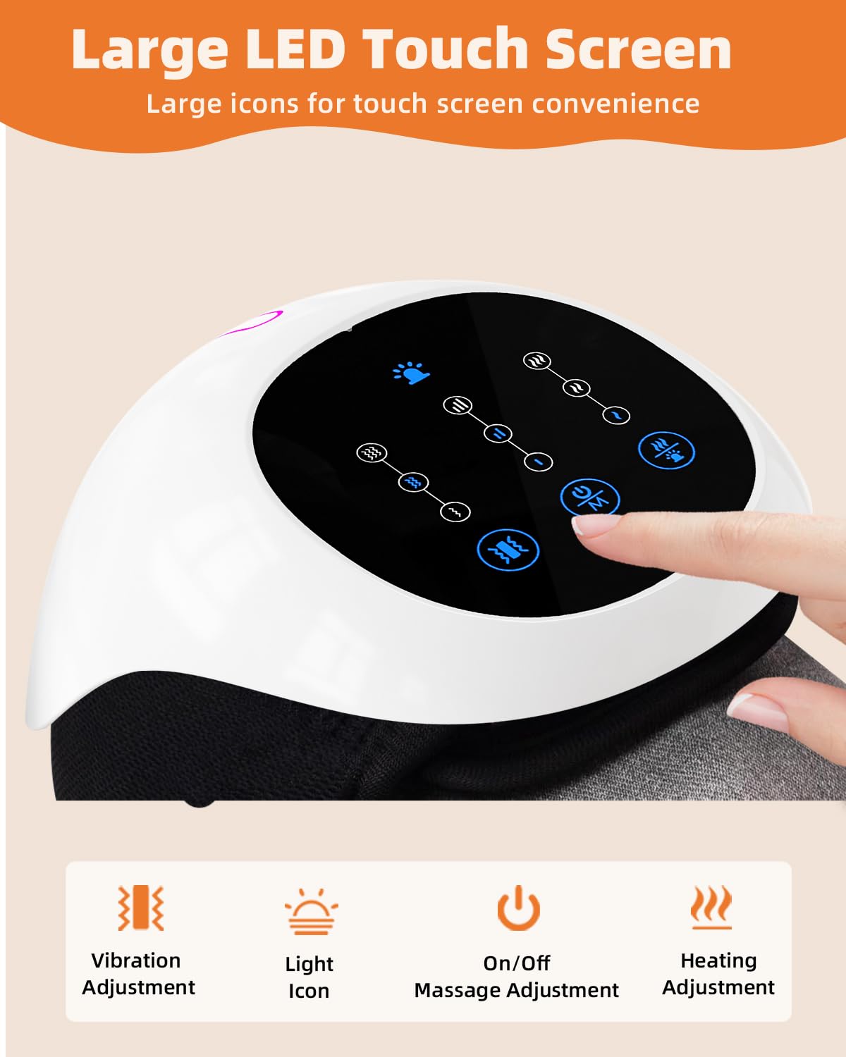 HXMBFBF Knee Massager shows three modes for customizable relief.