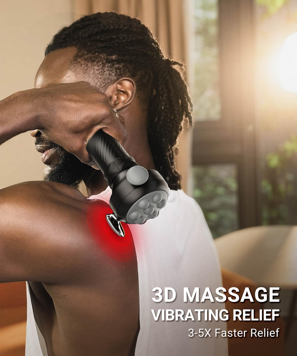HYAKO Pro Max massager rotating heads switch eases tension in shoulders and back.
