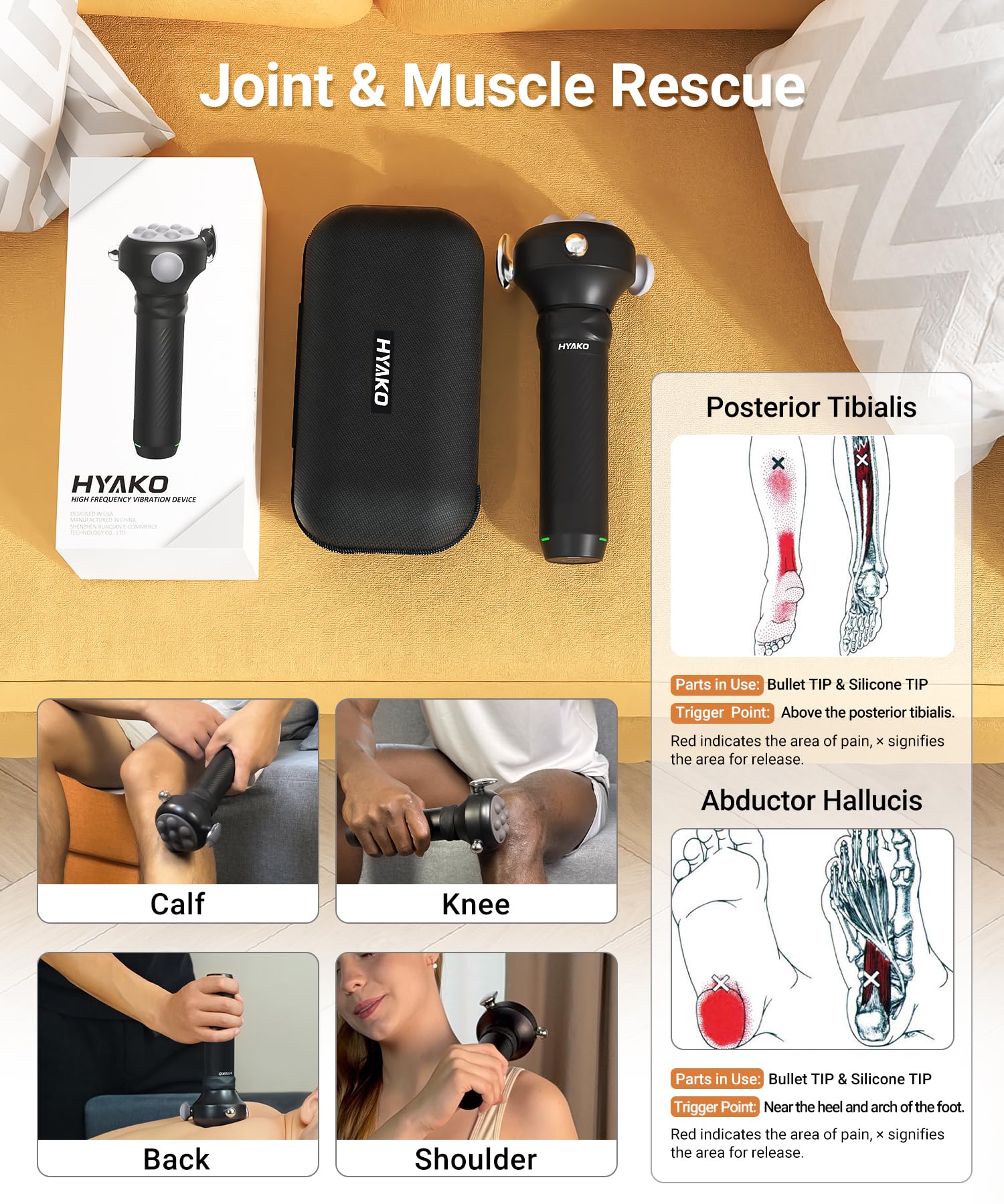 HYAKO Pro Max massager compact size fits in a bag for travel or gym.