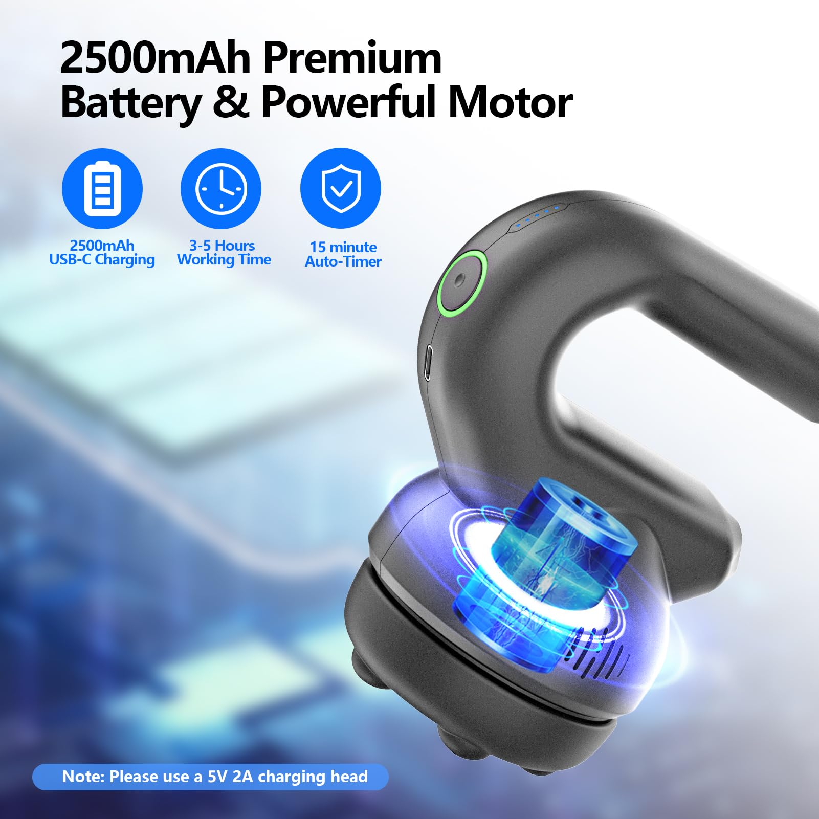 HYAKO rechargeable massager with long-lasting battery for cordless use.
