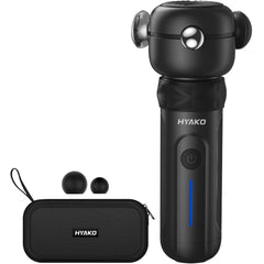 HYAKO SE massage gun in black, compact body for on-the-go relief and quick muscle recovery.