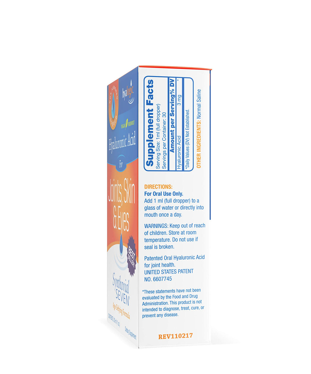 Hyalogic Synthovial Seven drops measured for dosing convenience.