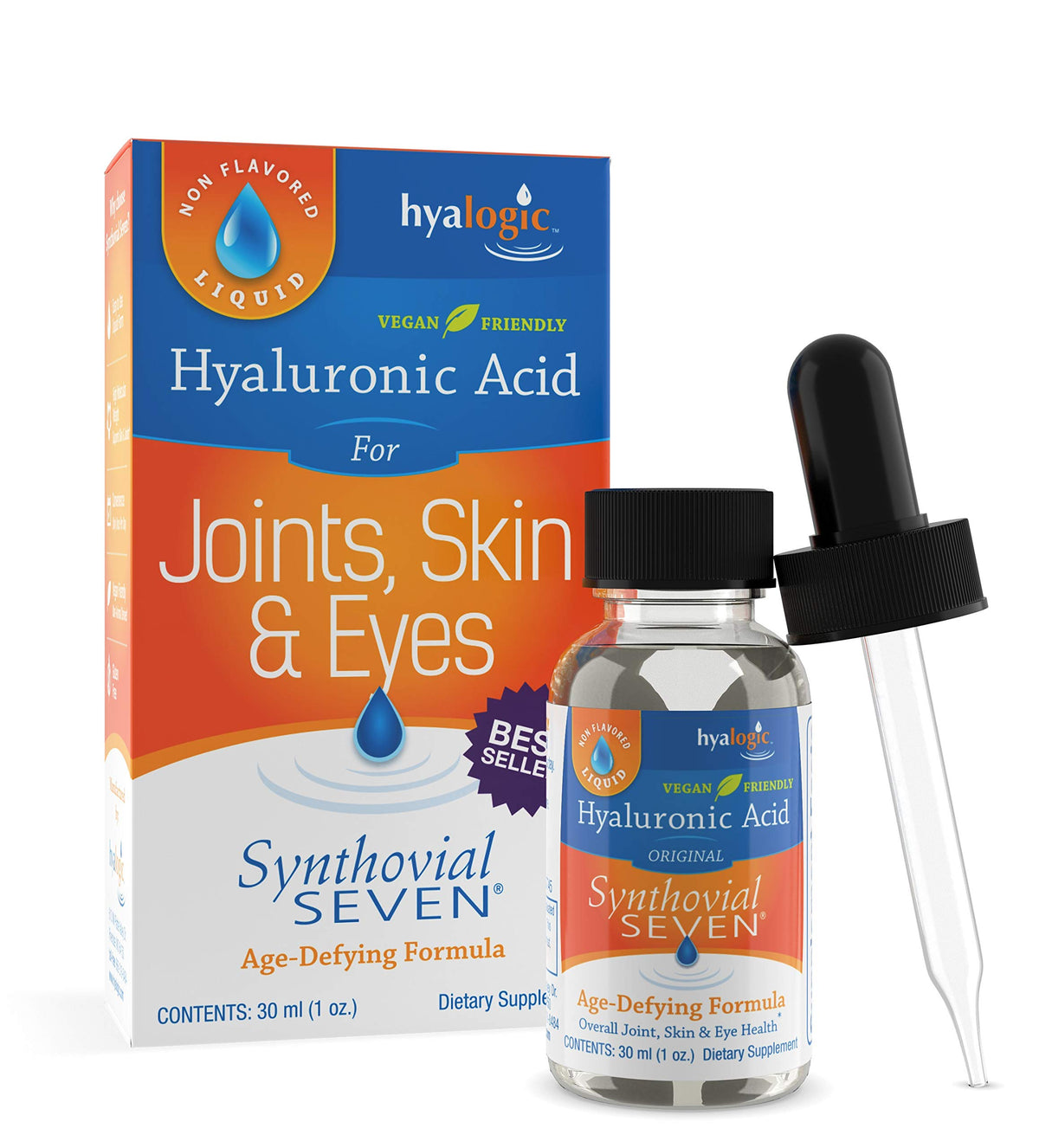 Hyalogic Synthovial Seven bottle front for daily hydration support.
