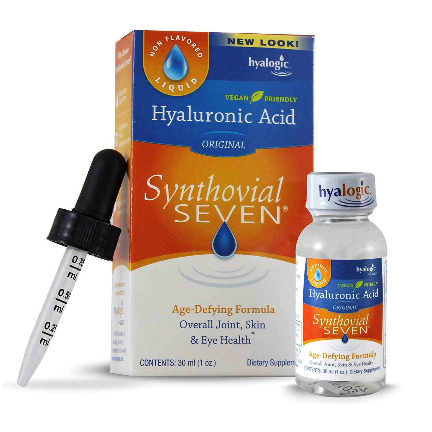 Hyalogic Synthovial Seven bottle showing vegan hydration for joints and skin.