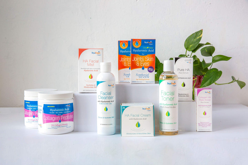 Lifestyle scene showing daily routine with Hyalogic liquid supplement.