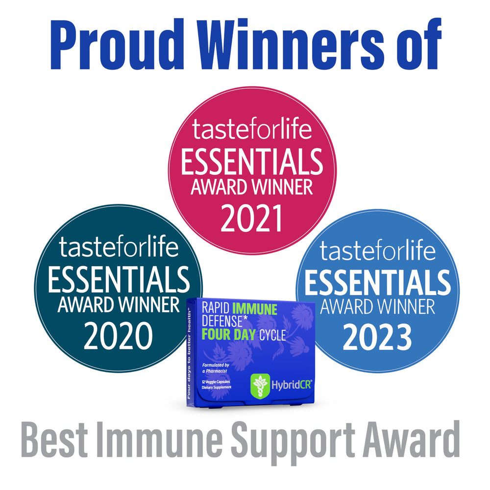 HybridCR product mockup emphasizes portable rapid immune support.