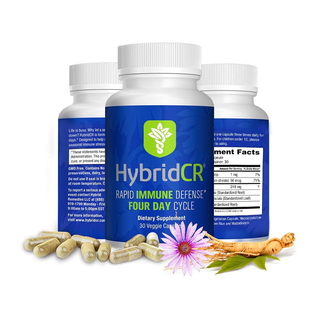 HybridCR rapid immunity bottle with veggie capsules for daily immune support