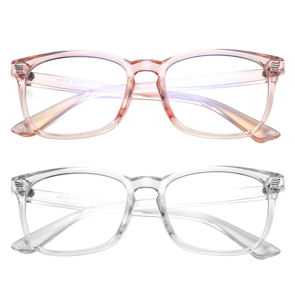 Hycredi Kids blue light blocking glasses front view in pink frame offering all-day screen protection.