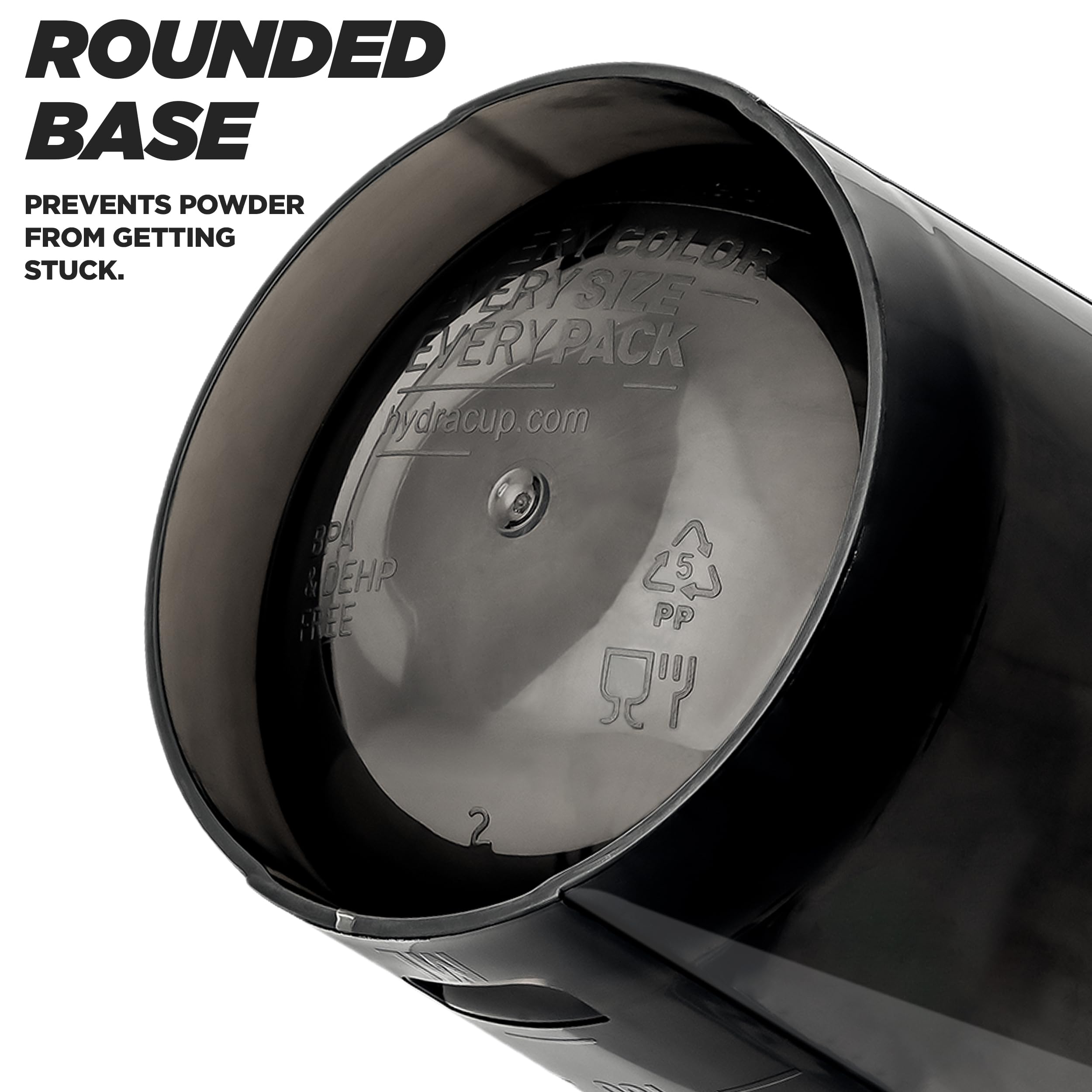 Hydra Cup rounded base and smooth interior for easy cleaning