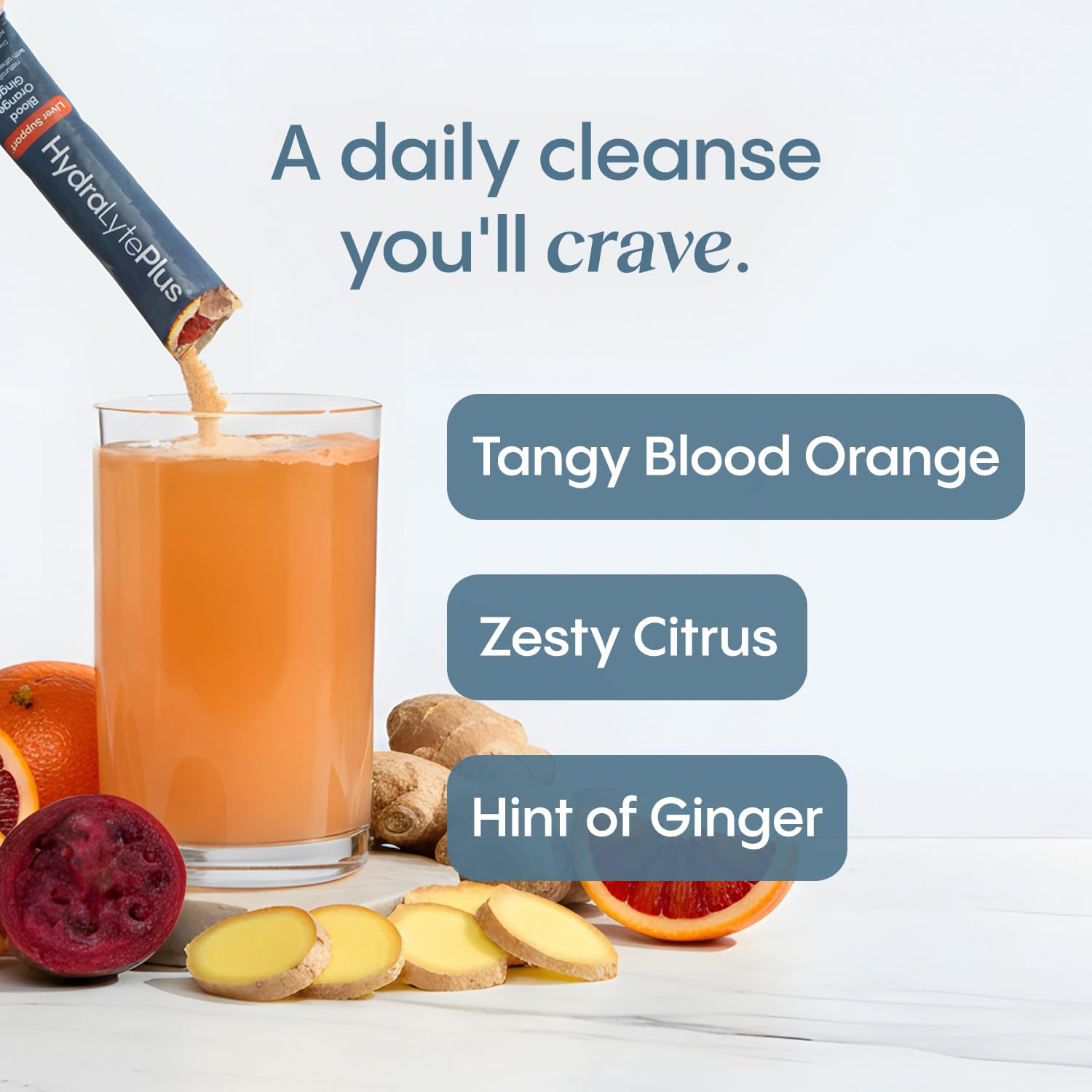 Hydralyte Blood Orange Ginger packet ready to mix