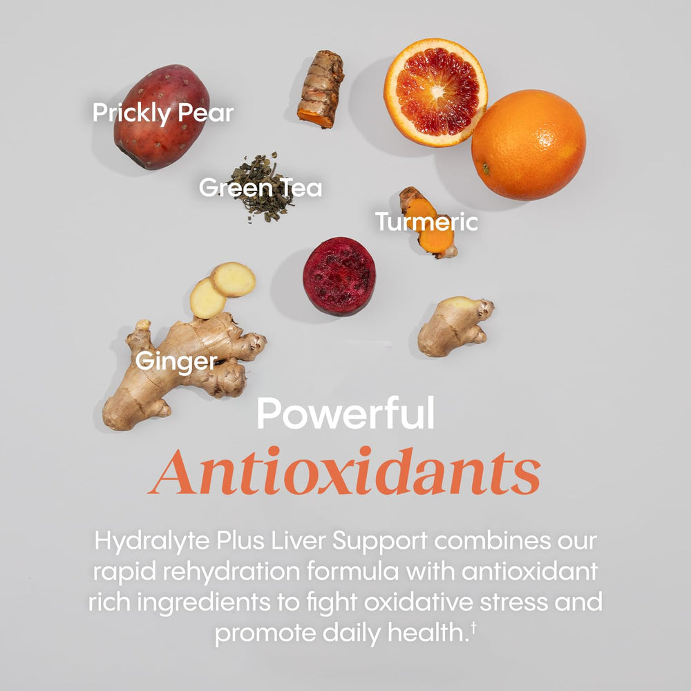 Hydralyte liver-support packets with B vitamins for everyday vitality.