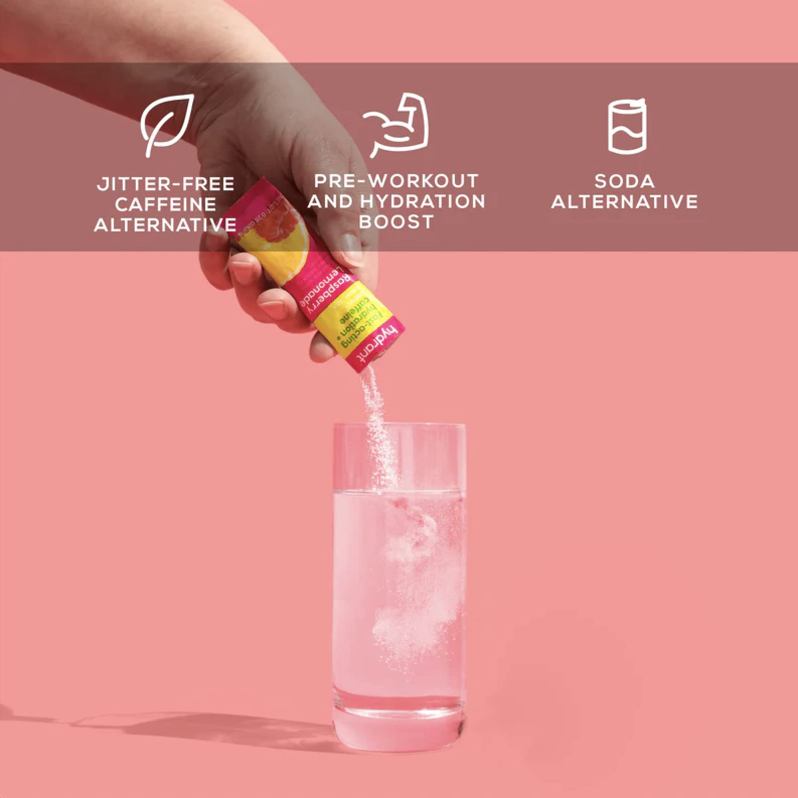 HYDRANT energy powder ready-to-use sticks for travel and workouts.