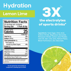 HYDRANT Hydrate lemon-lime stick pack opened, ready to mix.