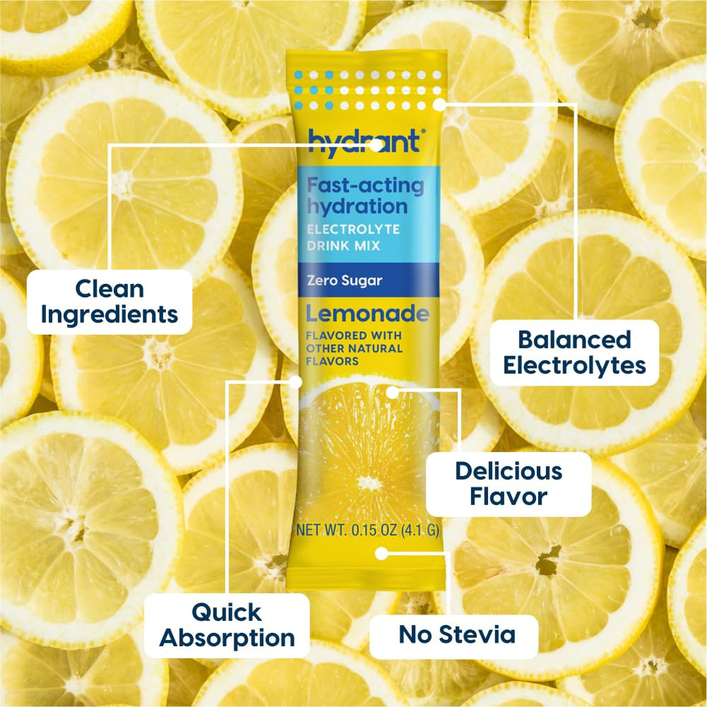 HYDRANT Hydrate lemonade glass with refreshing color and hydration.