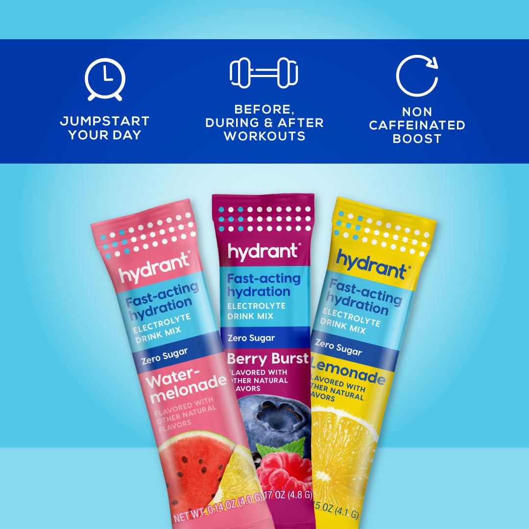 HYDRANT Hydrate Zero Sugar compact travel pack suitable for workouts