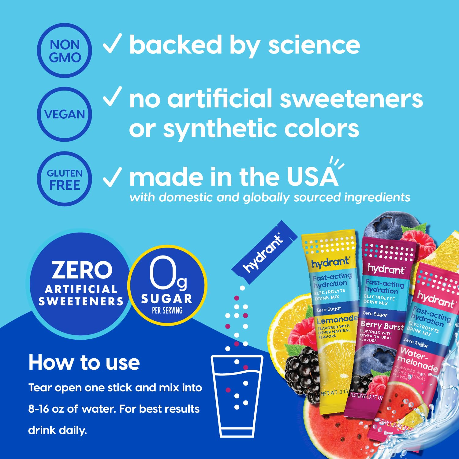 HYDRANT Hydrate Zero Sugar variety pack with multiple flavors