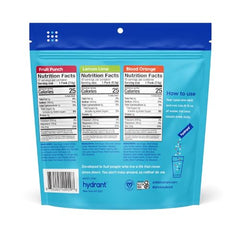 HYDRANT packets close-up showing low sugar for everyday hydration