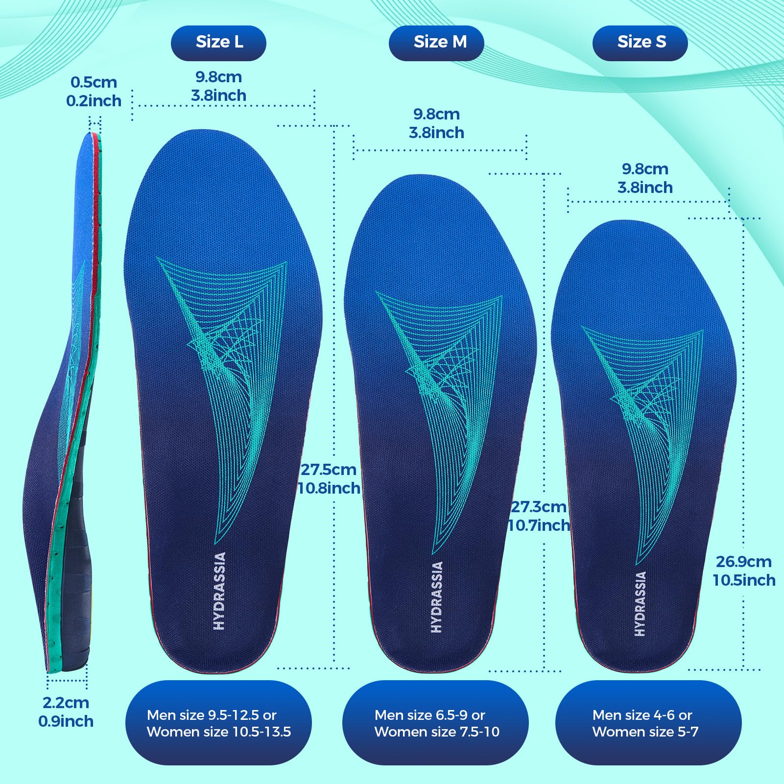 Hydrassia arch-support structure stabilizes midfoot for flat feet use