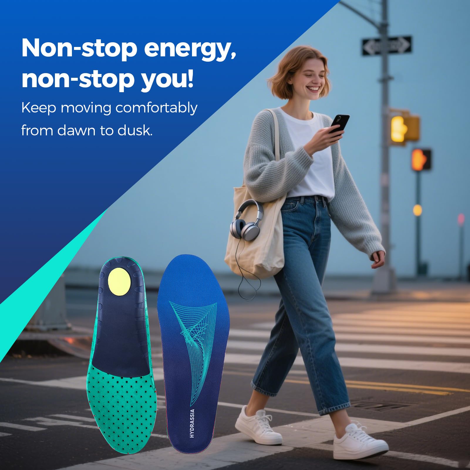 Hydrassia insole supports long shifts to reduce foot fatigue