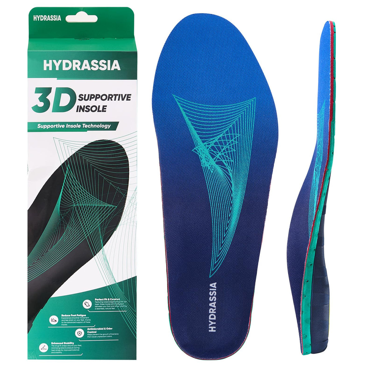 Hydrassia heavy-duty insole with heel cushion for impact absorption during wear
