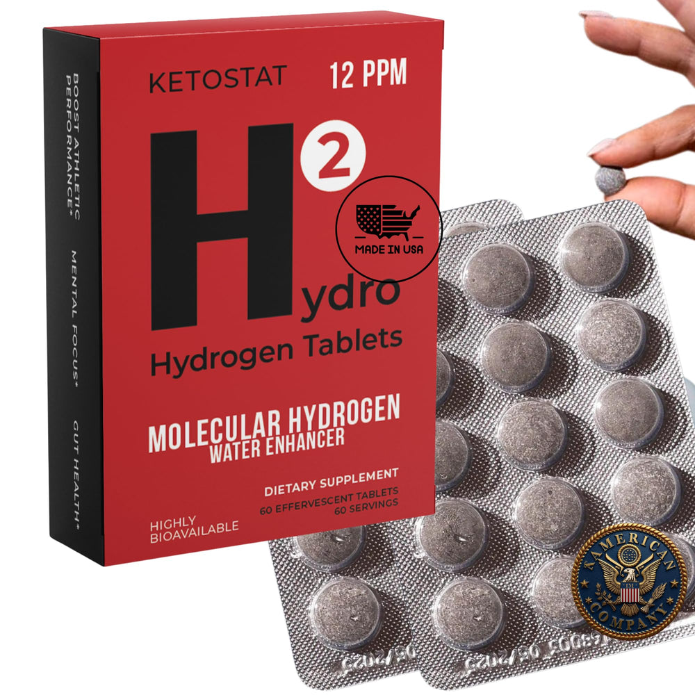 HYDRO HYDROGEN TABLETS packaging shows portability and freshness for on-the-go hydration.